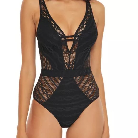 New! Becca Color Play Crochet One Piece Swimsuit - Picture 10 of 12